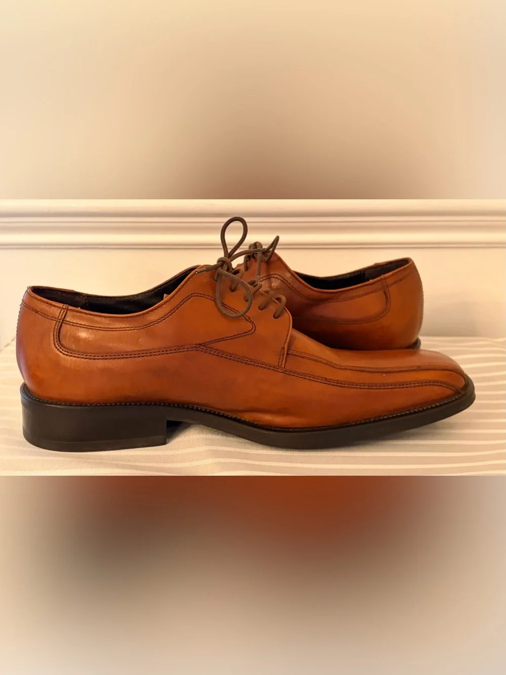 Reaction By Kenneth Cole Cognac Brown Oxford Dress Shoes W03214 Size 10 EUC